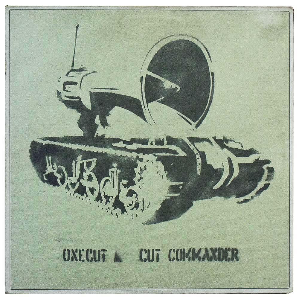 Disco One Cut Cut Commander con obra de arte de Banksy, impresión en color, 1998