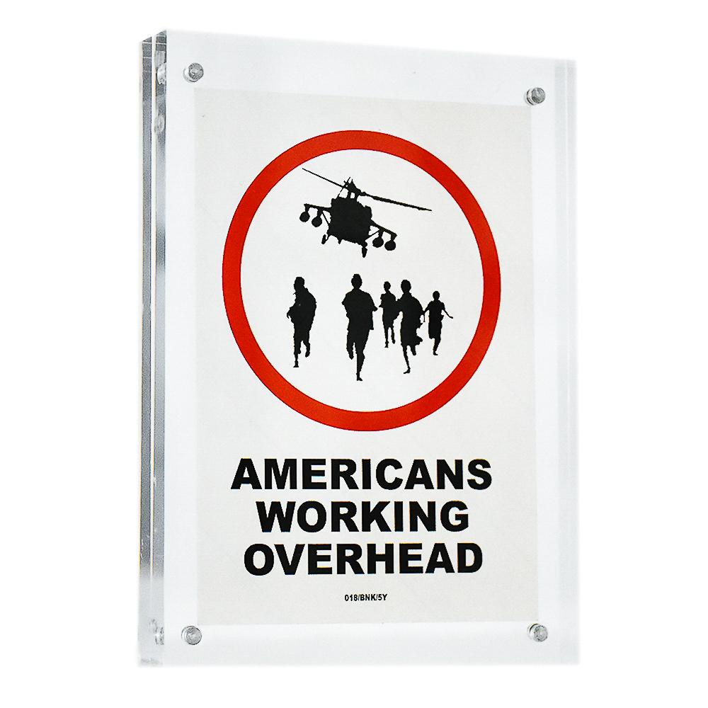 BANKSY Americans Working Overhead 018/BNK/5Y Sticker (Framed) - Art by Banksy