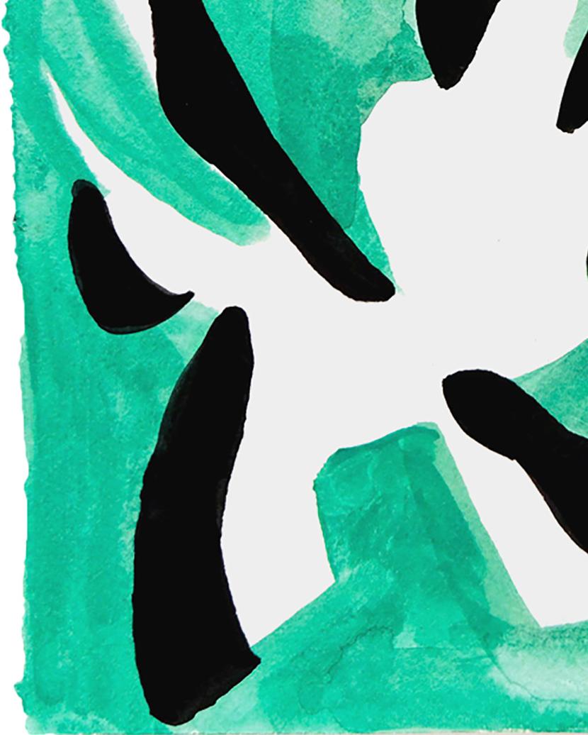 This cool green minimal abstract contemporary artwork is an original piece by Toronto artist Adria Mirabelli. Adria's gestural studies perfectly illustrate her joyful approach to art making and the expertise with which she makes loose, colourful