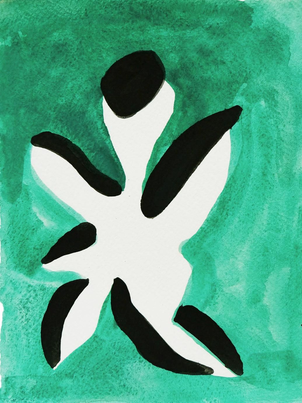 Voila (Forest 2) - contemporary abstract floral minimalist painting, green - Art by Adria Mirabelli