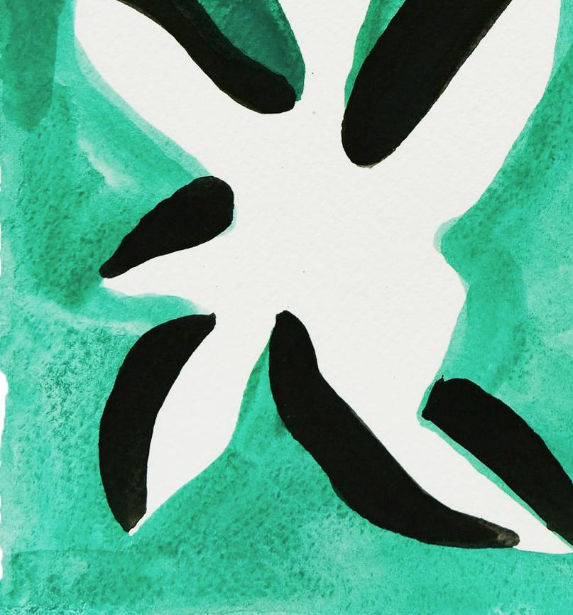 Voila (Forest 2) - contemporary abstract floral minimalist painting, green For Sale 1