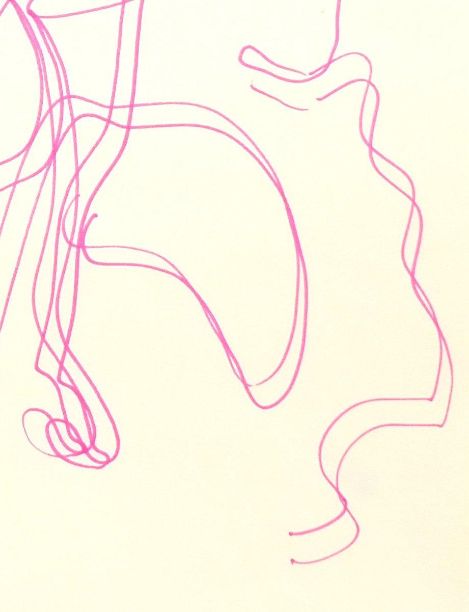 Hot Pink #3 - bold pink contemporary floral minimal abstract line ink painting For Sale 2