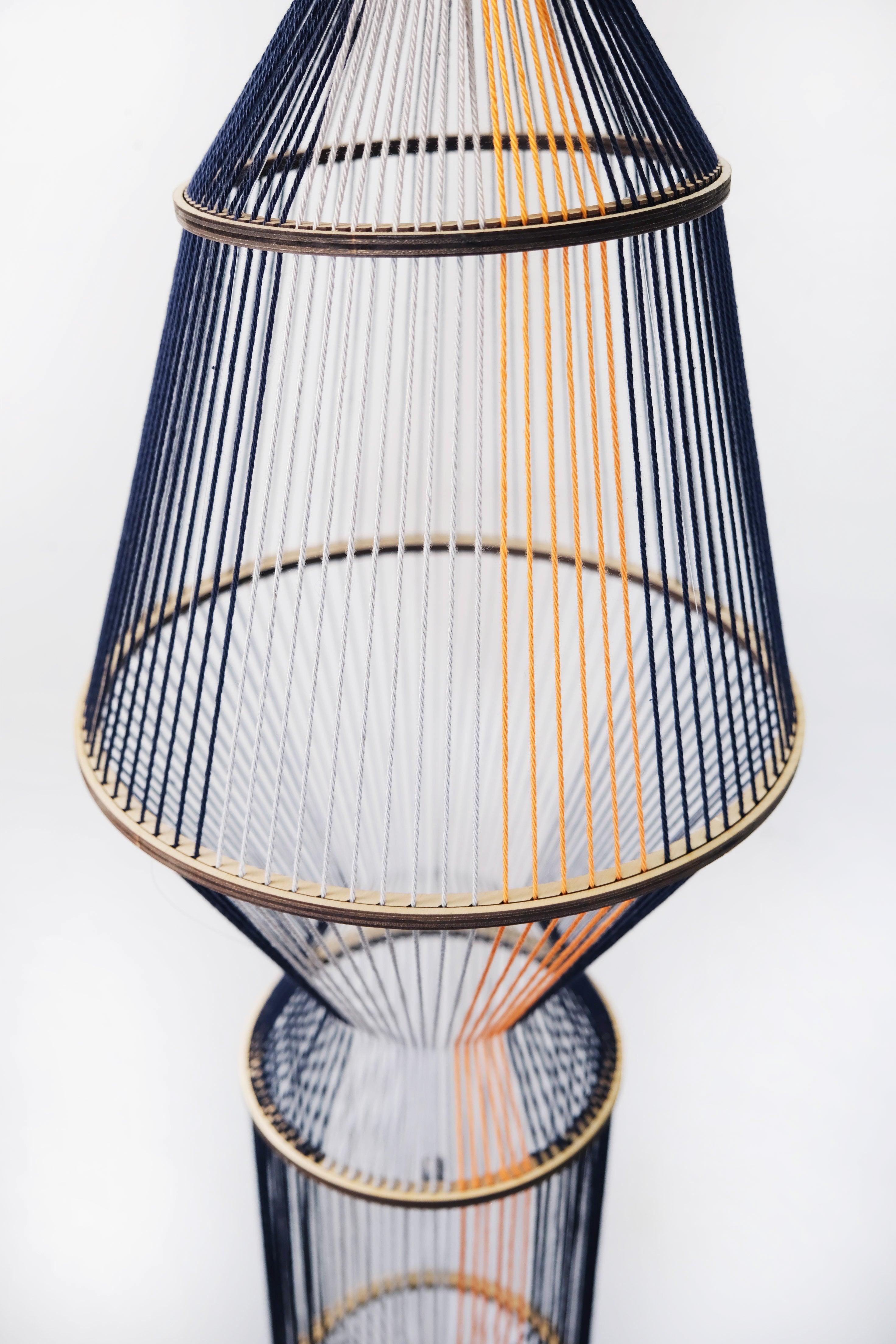 Weave #3 - contemporary abstract hanging sculpture, red, black, thread, wool For Sale 1