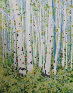 Spring in Maine - Birch Woods Watercolor Landscape Artwork