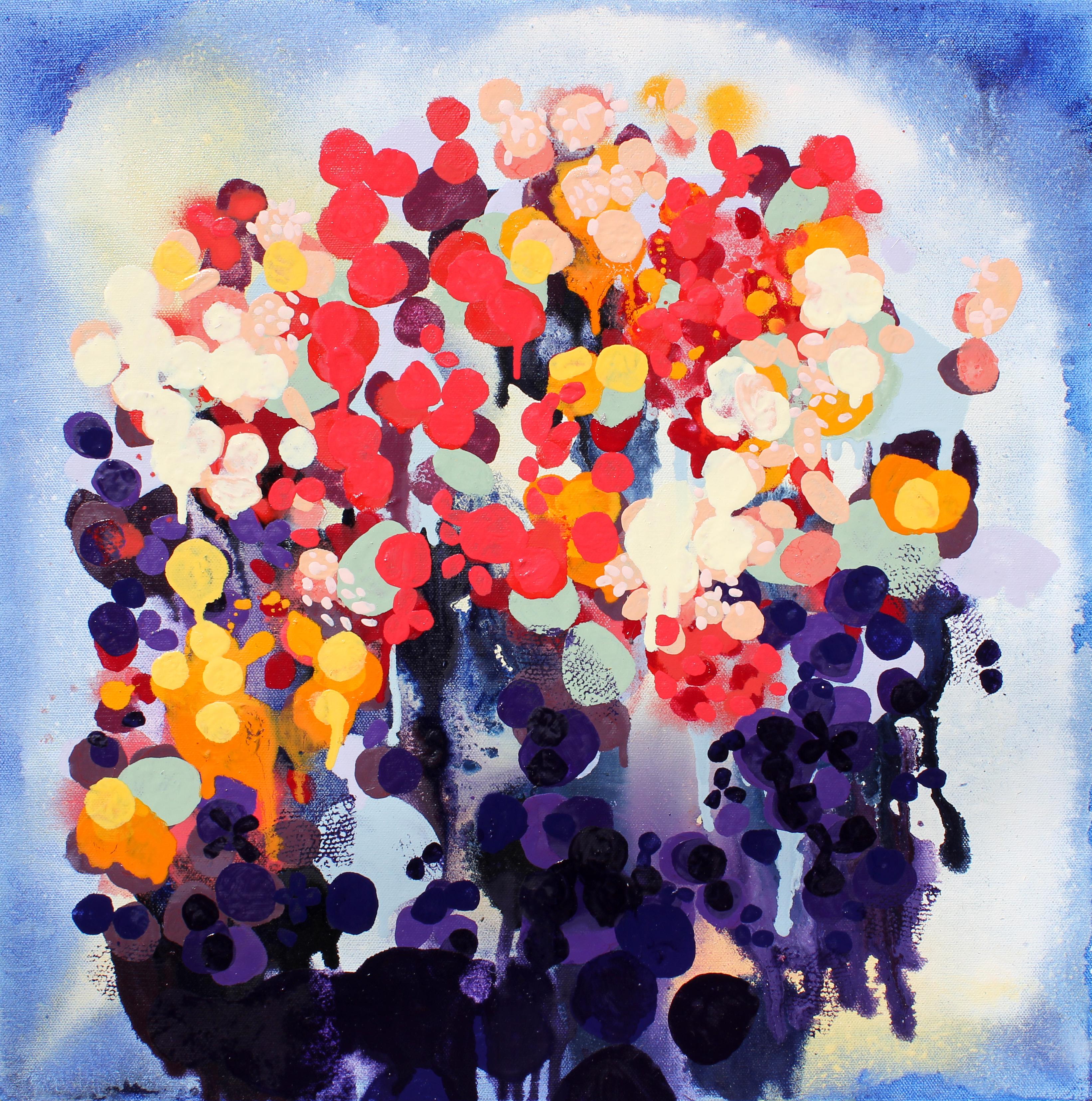 Bouquet II, peinture à l'huile abstraite sur toile