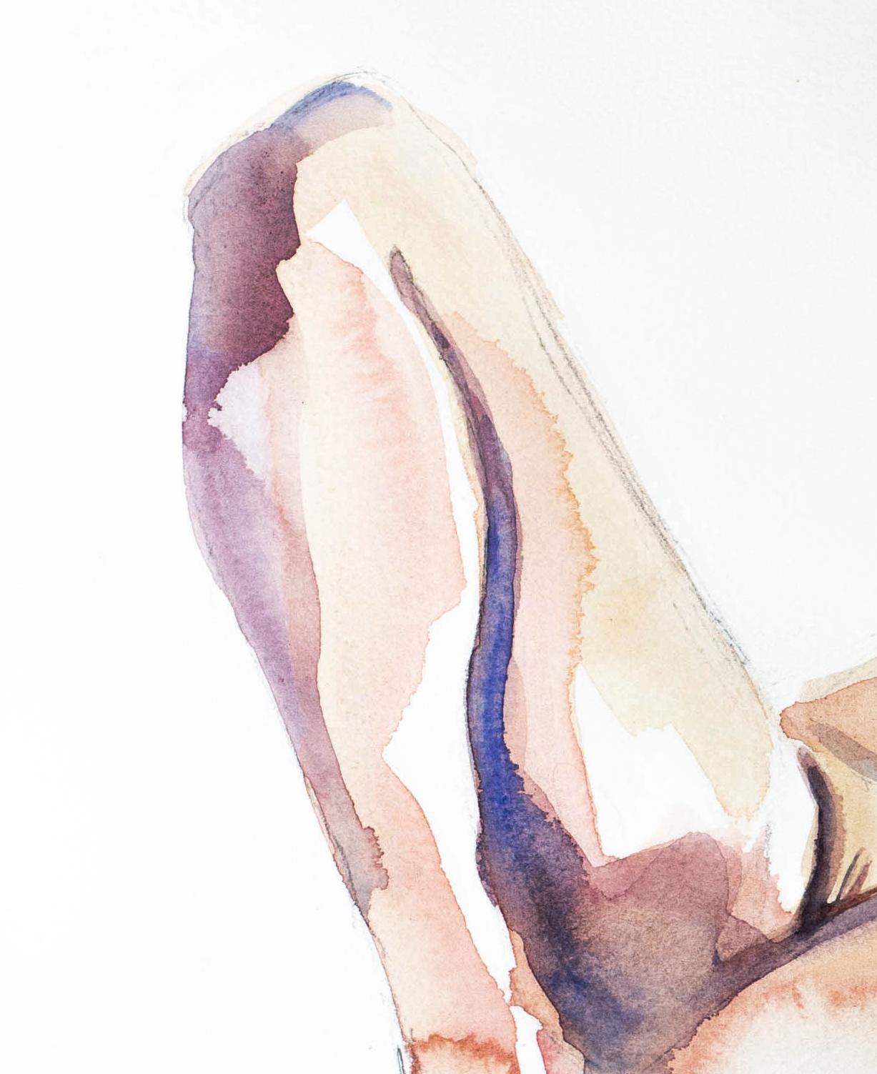 Hold On1, Original zeitgenössische minimalistische Aktfigur-Studie, Aquarellgemälde (Zeitgenössisch), Art, von Elizabeth Becker