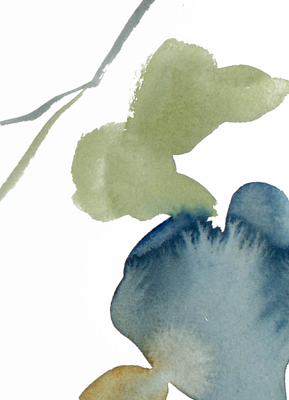 Branch Study No. 21, Original Minimalistisches Botanisches Aquarell auf Papier – Art von Elizabeth Becker