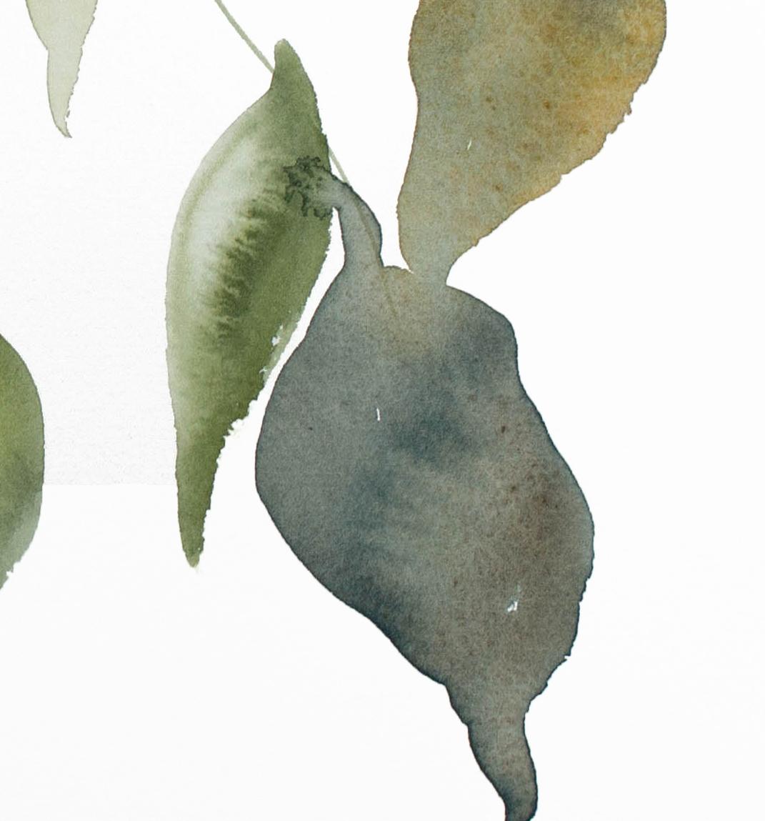 Branch Study No. 21, Original Minimalistisches Botanisches Aquarell auf Papier (Grau), Still-Life, von Elizabeth Becker