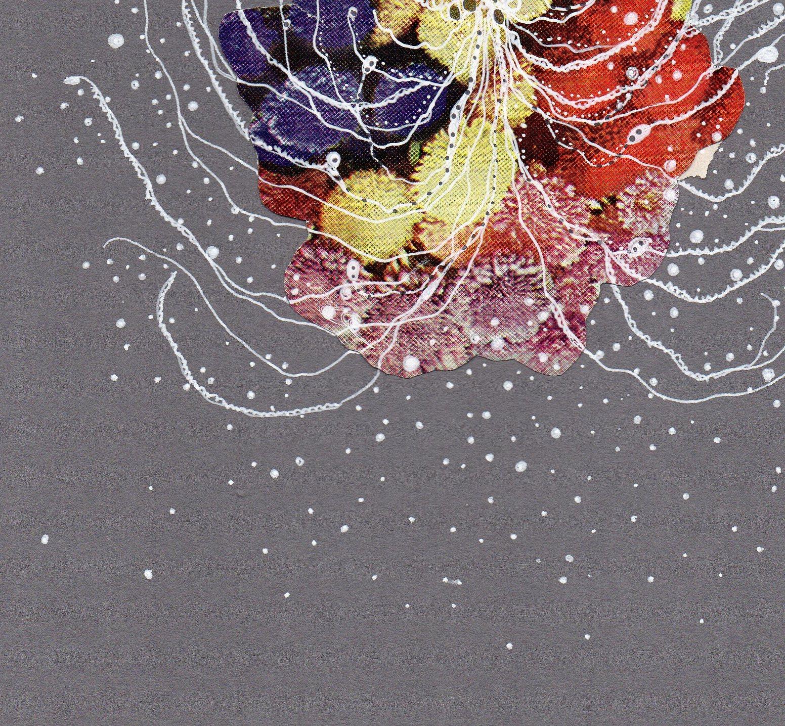 Stardust Cephalopod, Abstraktes abstraktes nautisches Mixed Media Werk, 2015
11
