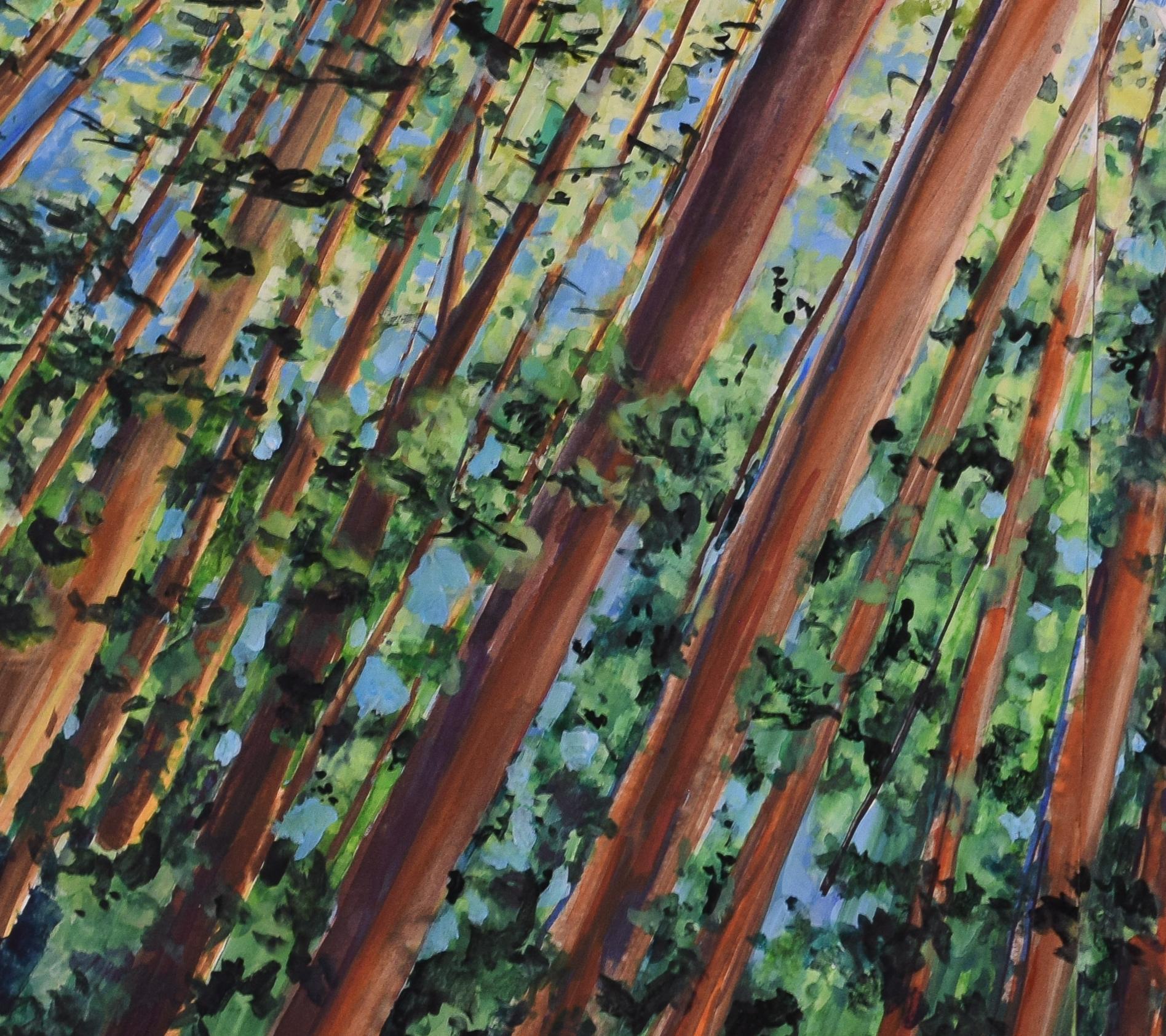 She Stood with the Trees - Pittura ad acquerello di Wood - Art di Tamara Gonda