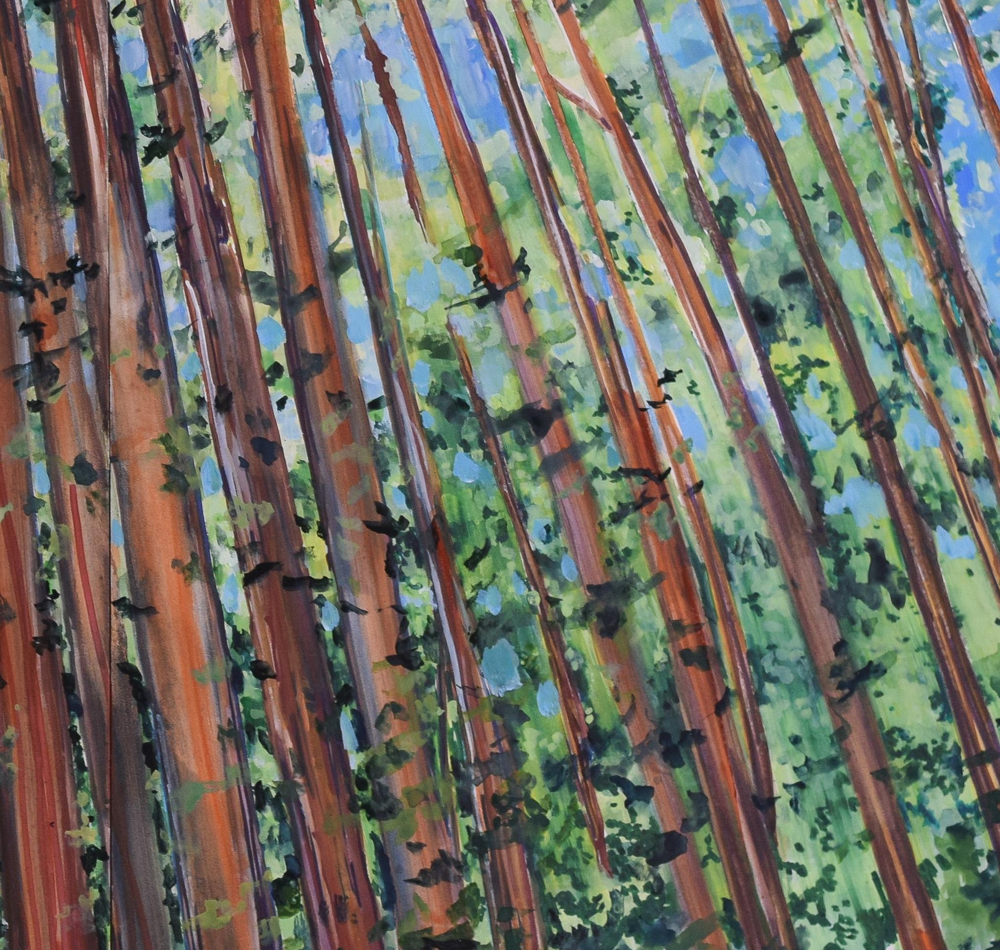 She Stood with the Trees - Pittura ad acquerello di Wood - Art Impressionismo di Tamara Gonda