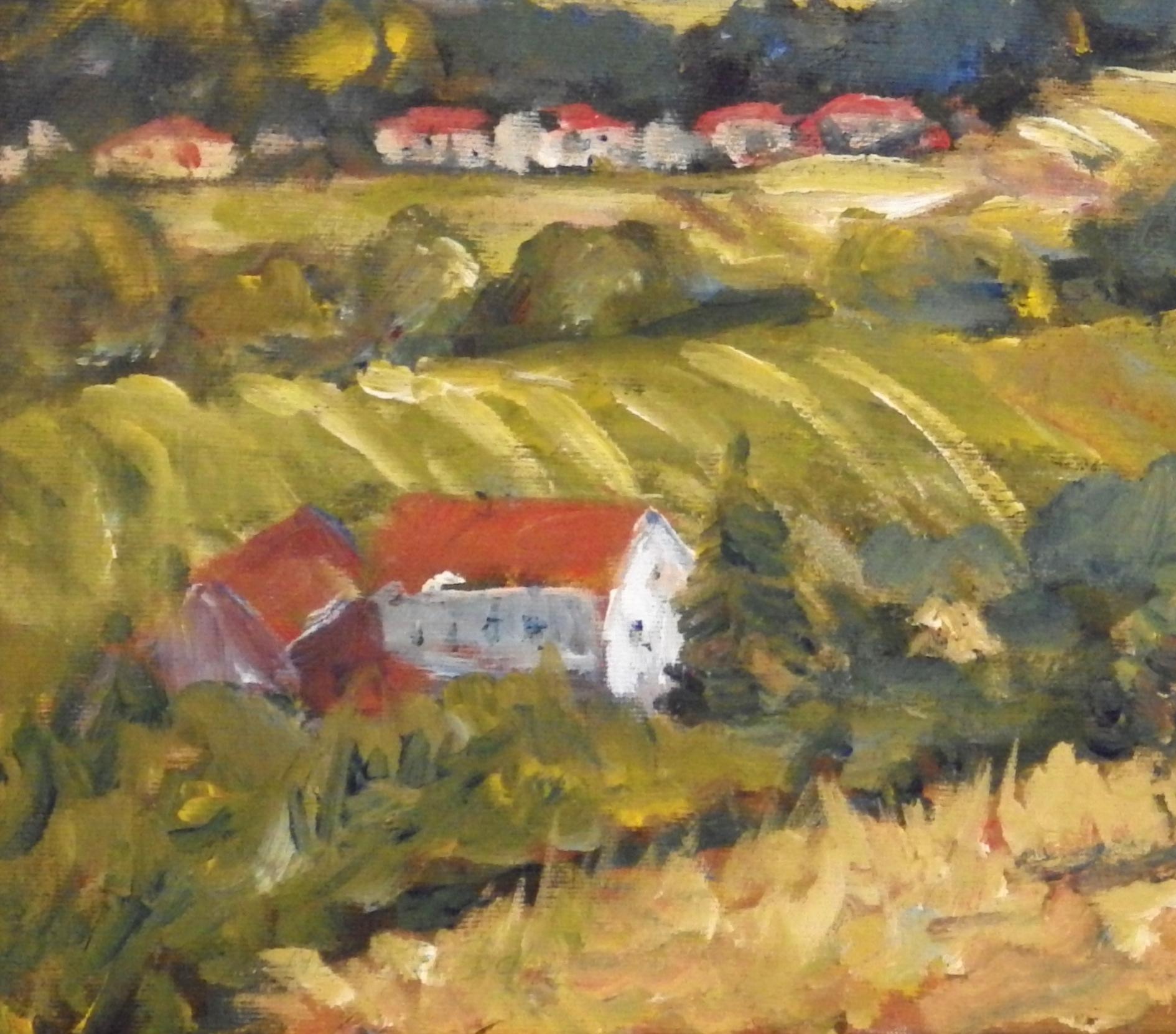Peinture originale d'un paysage impressionniste contemporain sur toile, Autriche, Edt - Painting de Ingrid Dohm