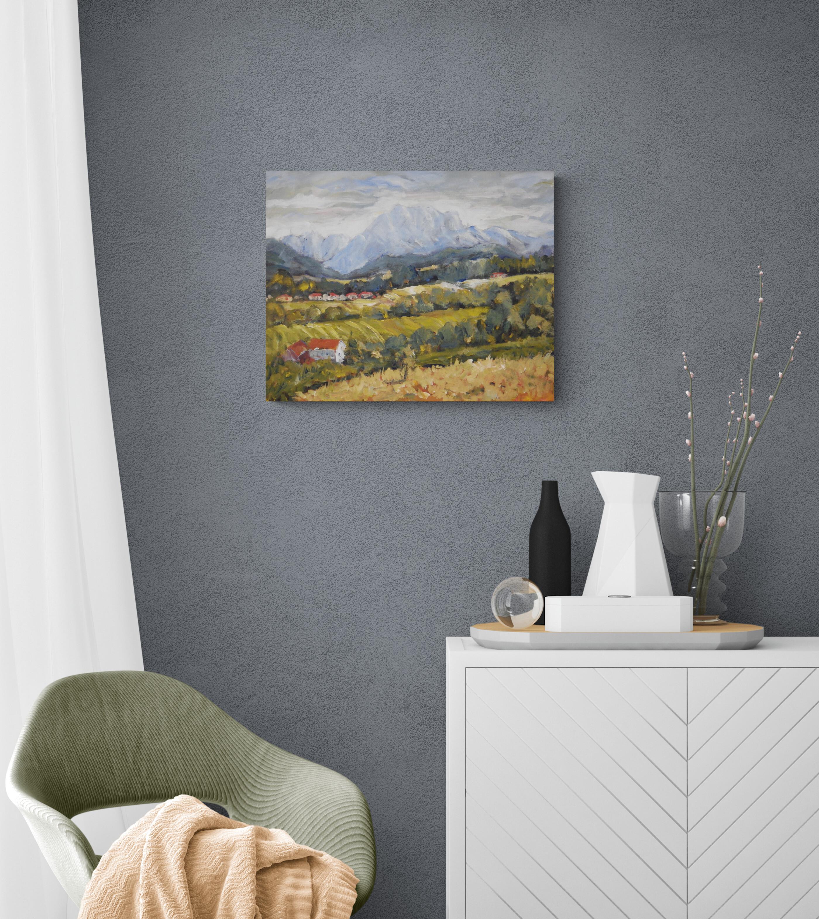 Peinture originale d'un paysage impressionniste contemporain sur toile, Autriche, Edt en vente 1
