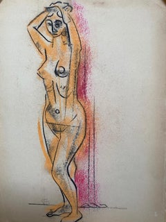 John Begg Nude facing forward with orange and Red
