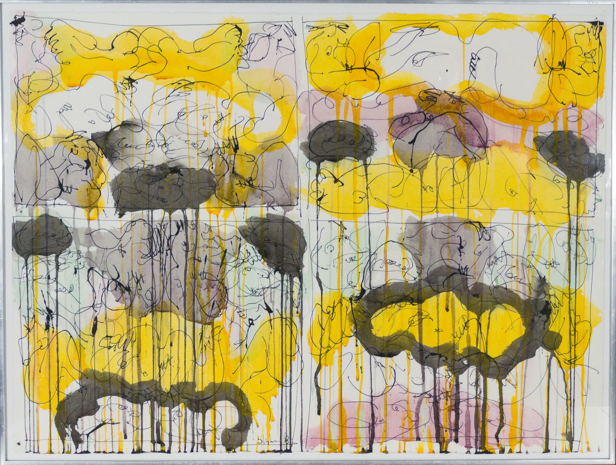 Abstracto con amarillo - Art de Norman Bluhm