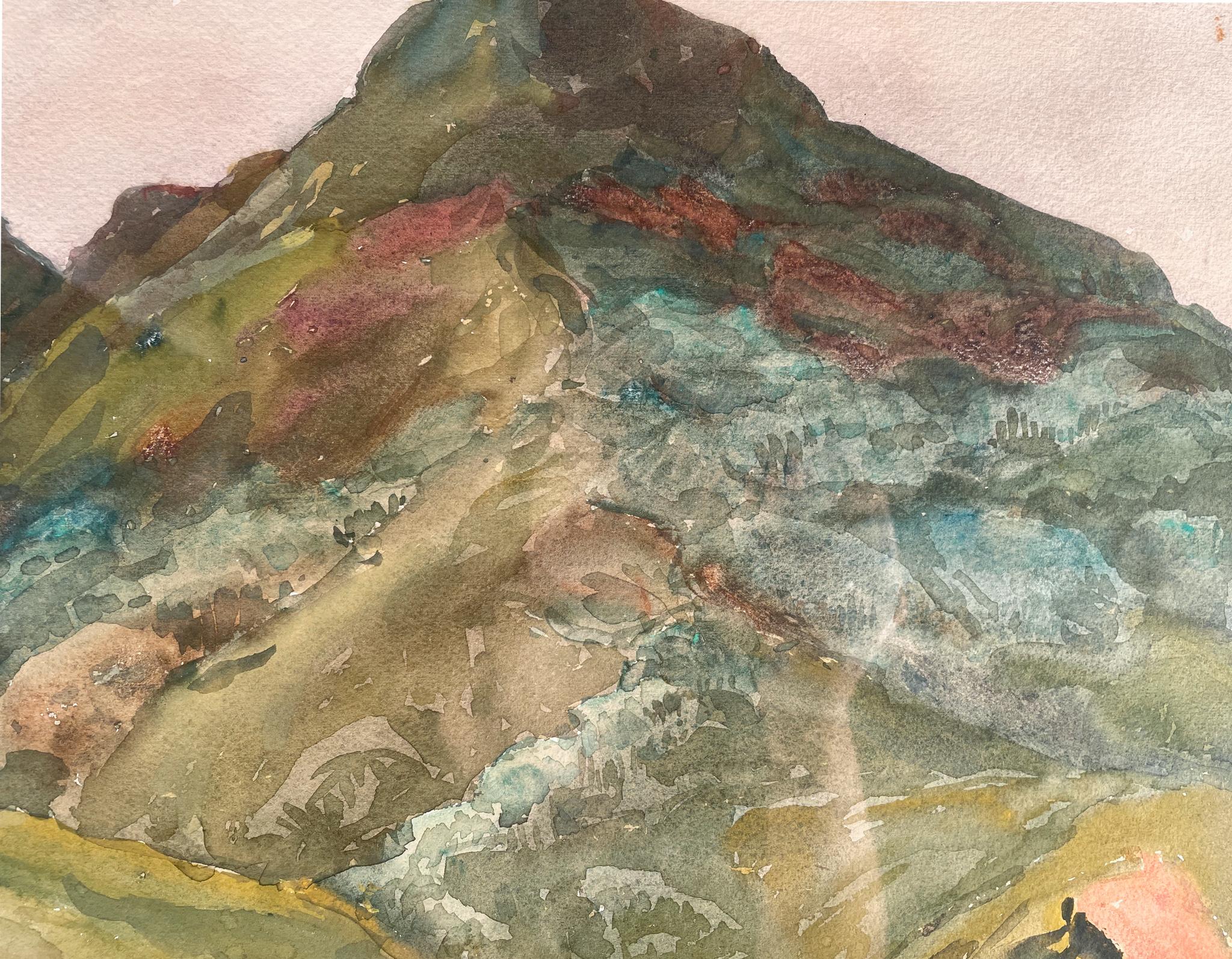 Berglandschaft in New Mexico von Joseph Henry Sharp (1859-1953)
Aquarell auf Papier
15 ¾ x 19 ½ Zoll ungerahmt (40,005 x 49,53 cm) 
23 x 26 ¾ Zoll gerahmt (58,42 x 67,945 cm)
Signiert unten rechts

Beschreibung:
In diesem Aquarell erschafft Sharp