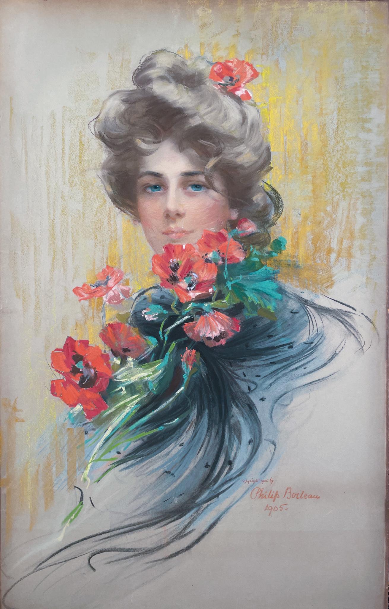 Philip Boileau Portrait - Woman With Red Poppies