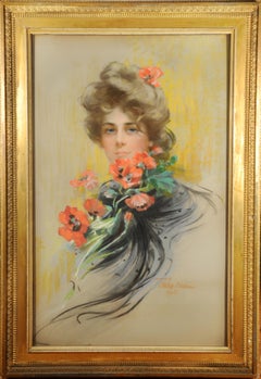 Donna con papaveri rossi