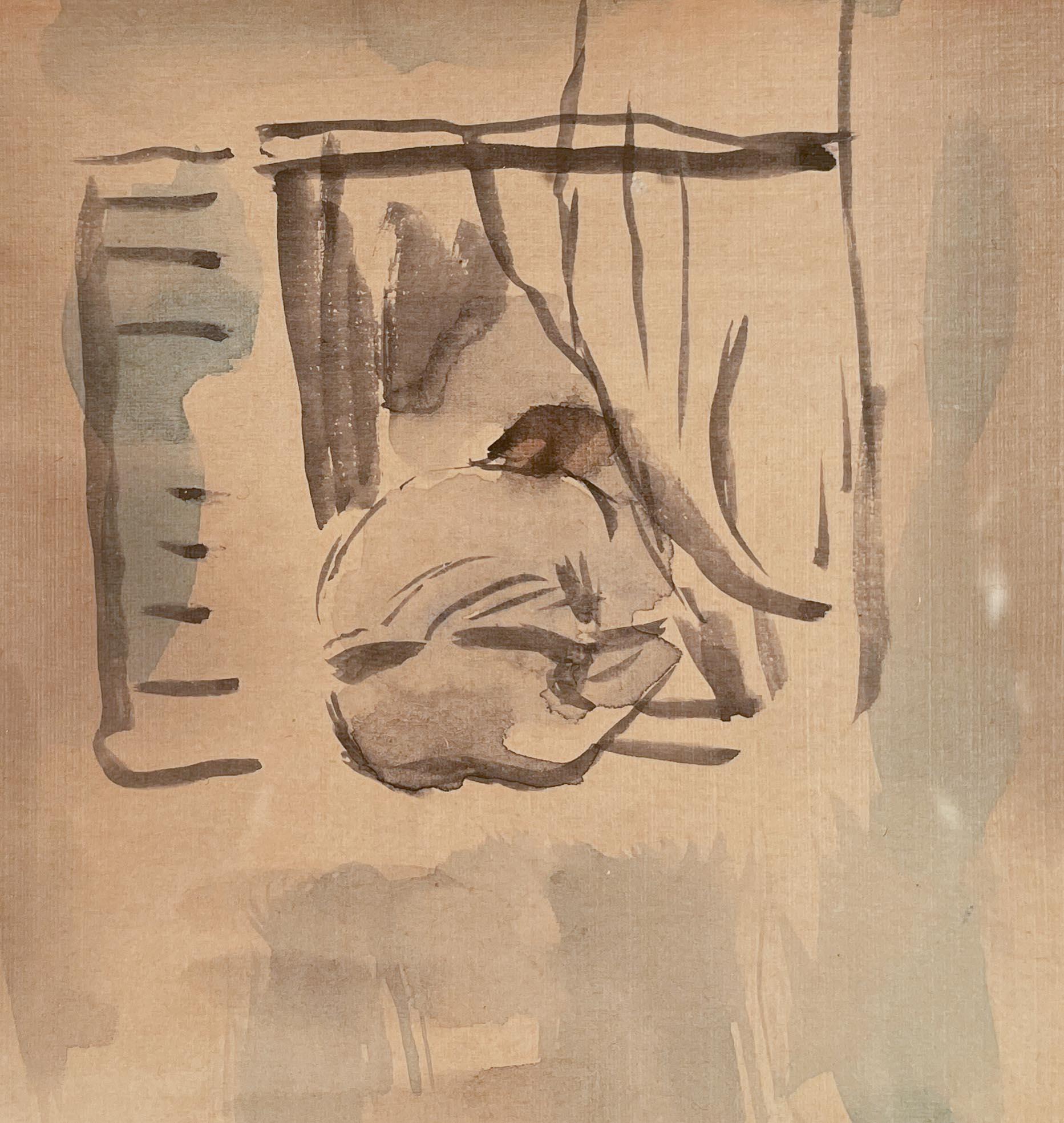 Figure regardant par la fenêtre par Jules Pascin (1885-1930)
Aquarelle sur papier
5 ¼ x 4 ½ pouces non encadré (13.335 x 11.43 cm)
13 ¾ x 10 ⅜ pouces encadré (34,925 x 27,002 cm)
Signé et daté en bas à gauche
Estampillé d'un timbre de