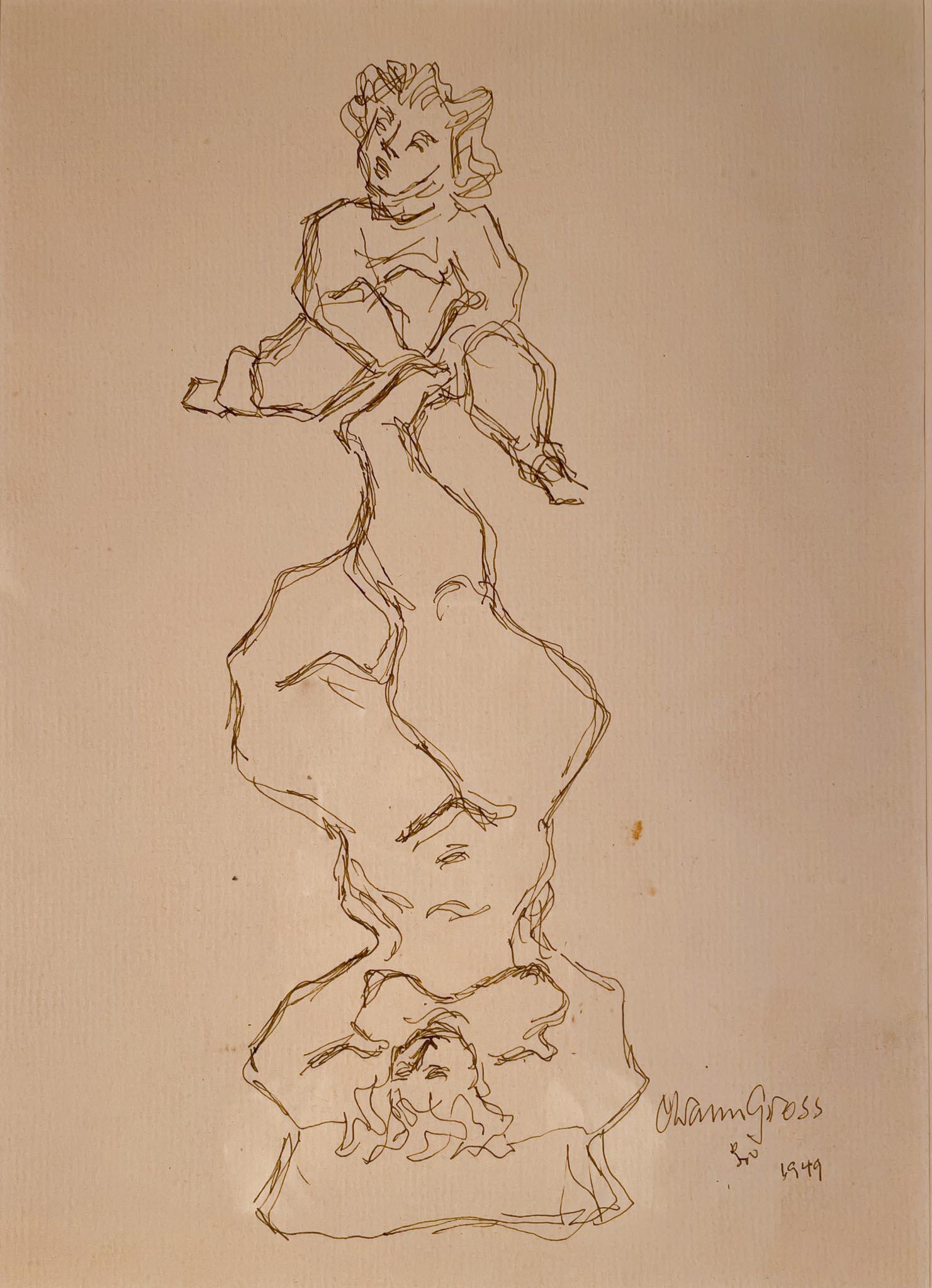 Study Sketch For Baby Balancing Sculpture