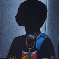 Elegant Black Lady 1998 Oil on Masonite by Contemporary Haitian Artist Simil