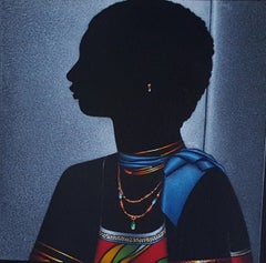 Élégante femme noire, 1998, huile sur massonite de l'artiste contemporain haïtien Simil