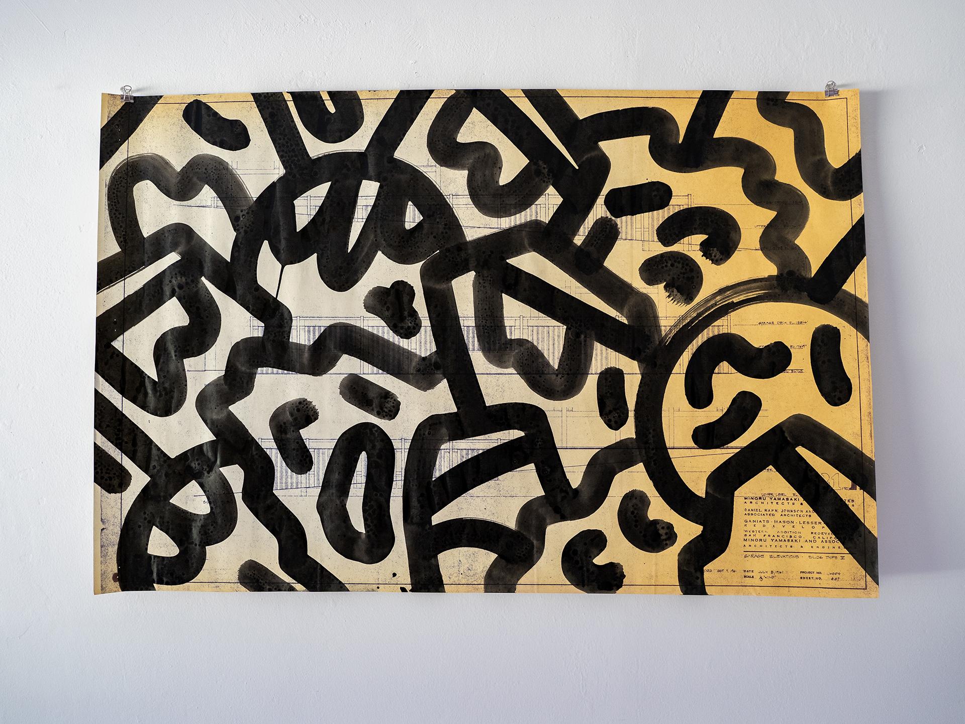 Mike Han Abstract Drawing - Modern Vandalism: Minoru Yamasaki, Sheet 407