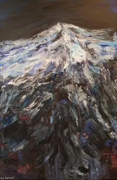 Snow Mountain – abstract, blue acrylic on canvas, Large Abstract Modern Contempo