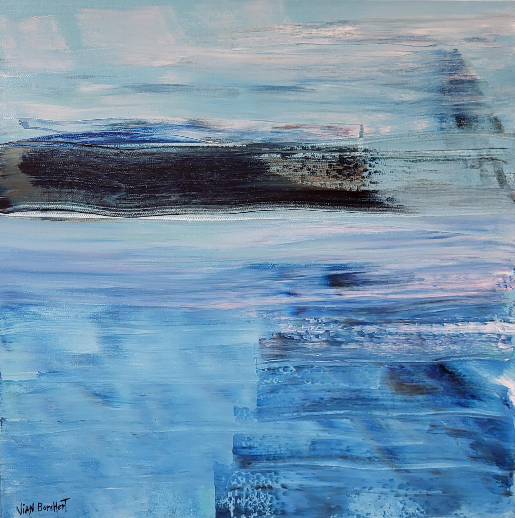 Vian Borchert Abstract Painting - Sea Mirage  - (Acrylic on canvas, painting, abstract painting, blue abstract