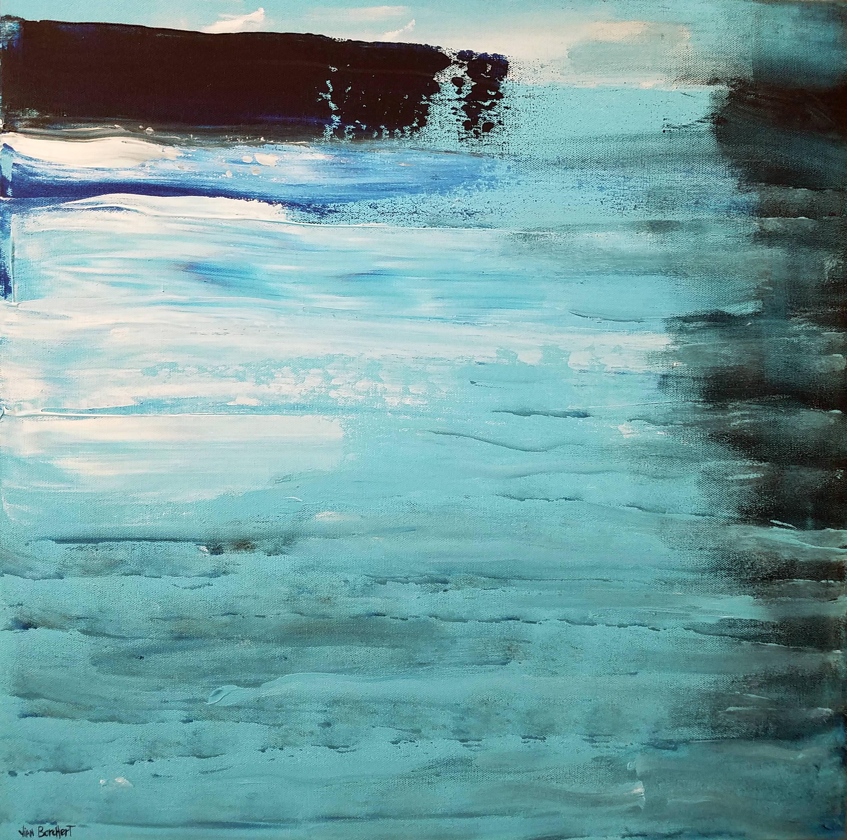 Vian Borchert Abstract Drawing – Dark Waters - (Acrylmalerei, Wasser, Abstrakte Malerei, Meereslandschaft, Wasserfarbe
