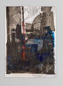 Nabu -Farbenfrohes abstraktes Acrylgemälde Grau