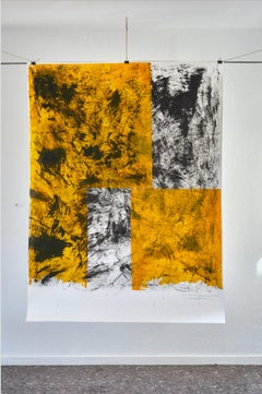 La Parte Bella è Dietro il Foglio -Colorful Abstract Acrylic Painting yellow