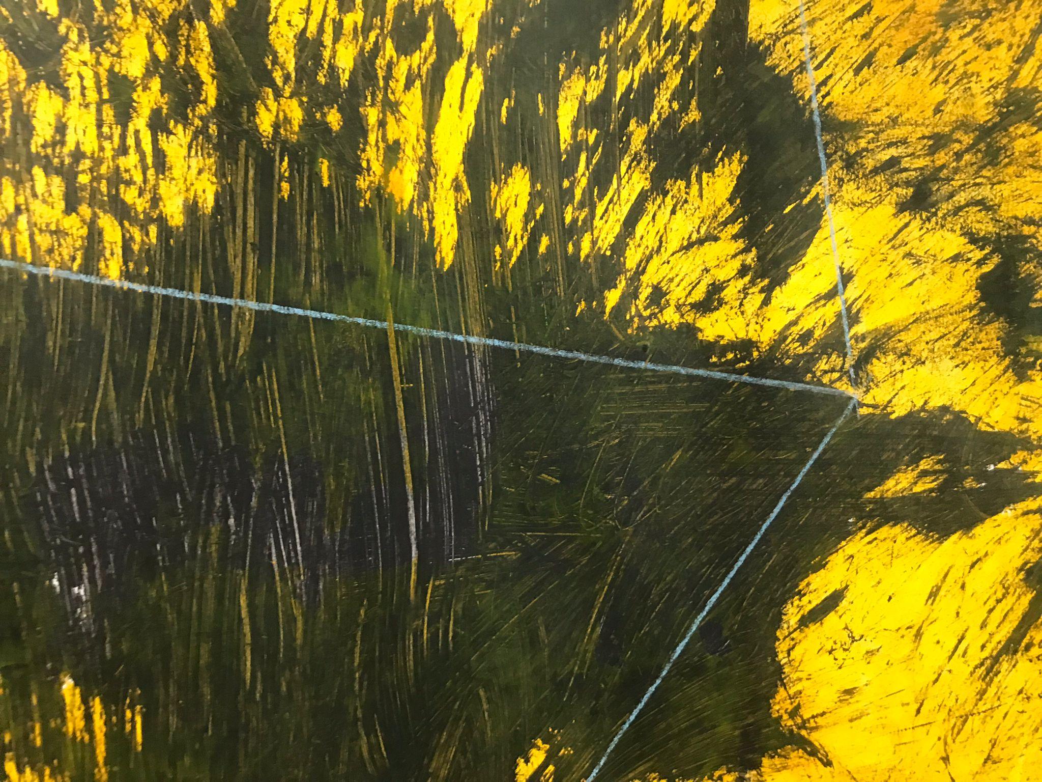 La Parte Bella Dietro il Foglio - Peinture à l'acrylique abstraite colorée jaune en vente 1
