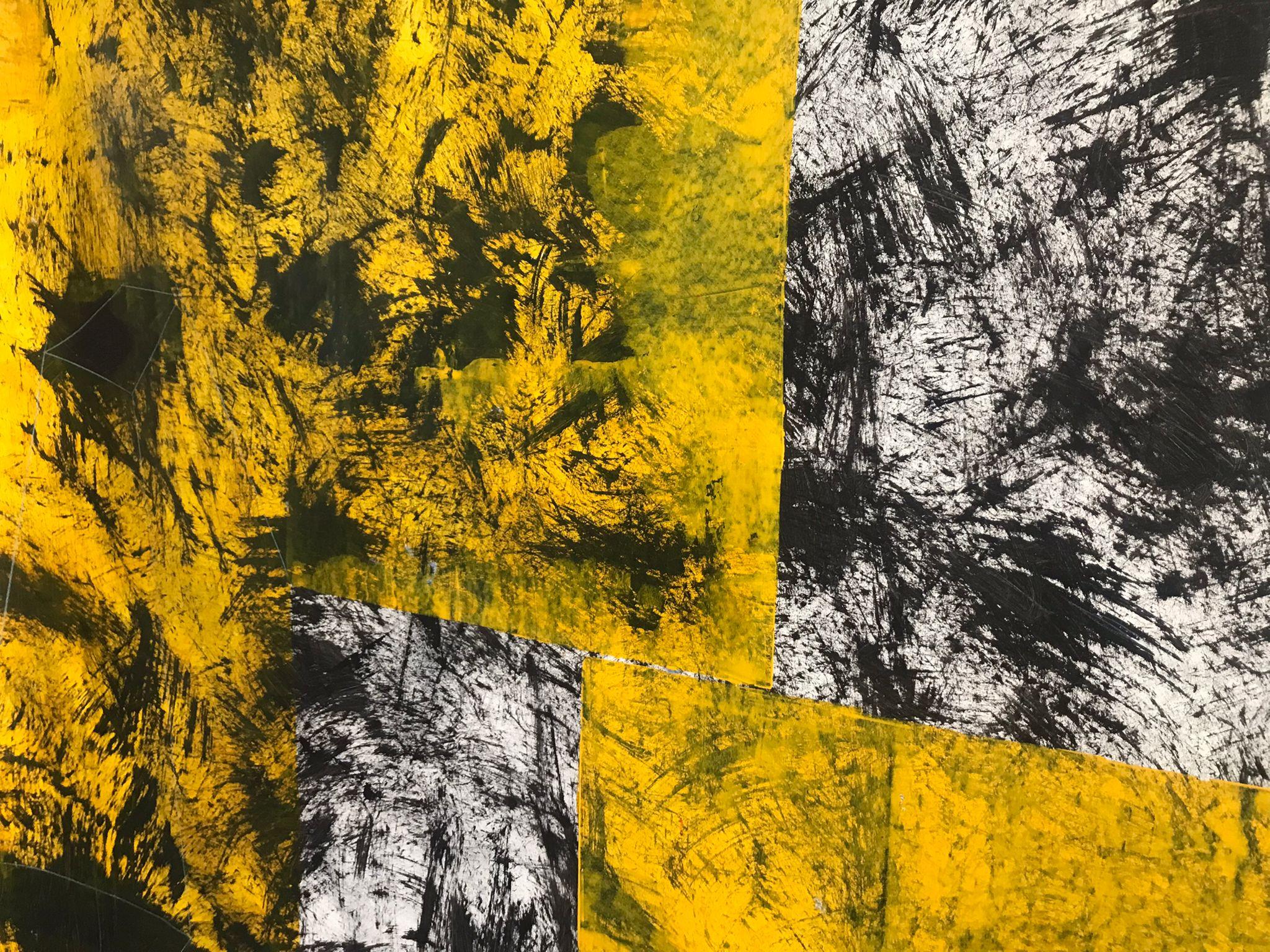 La Parte Bella Dietro il Foglio - Peinture à l'acrylique abstraite colorée jaune en vente 2