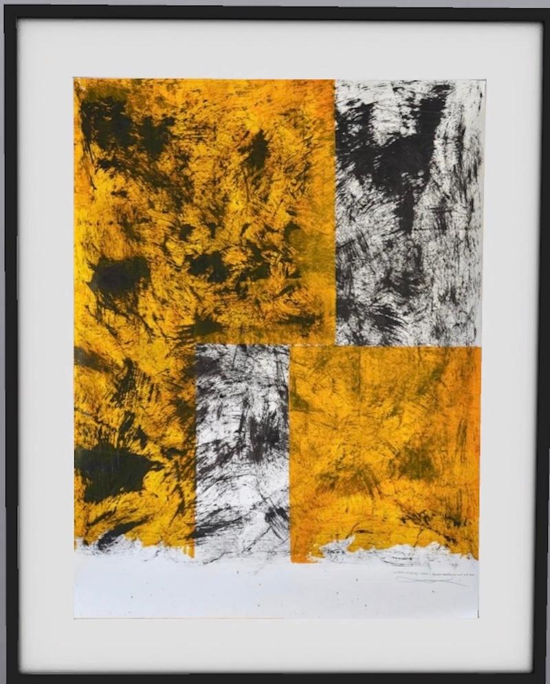 La Parte Bella è Dietro il Foglio -Colorful Abstract Acrylic Painting yellow - Art by Michele Motiscause