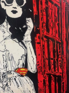 "You Rang Me" a woman poses in a red telephone box wearing sunglasses