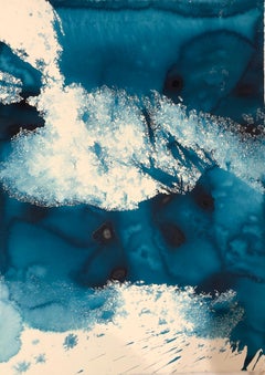 Nancy Pantirer: Underwater Series. Deep Blue Organic Abstract Watercolor Piece