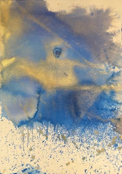 Nancy Pantirer: Underwater Series. Watercolor Abstraction in Blue and Gold.