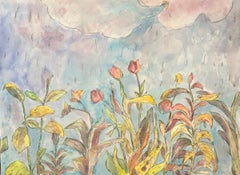 Abstract Floral Weather Watercolor Painting on Paper