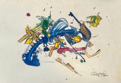 Pintura abstracta de colores brillantes sobre papel; Lest Go
