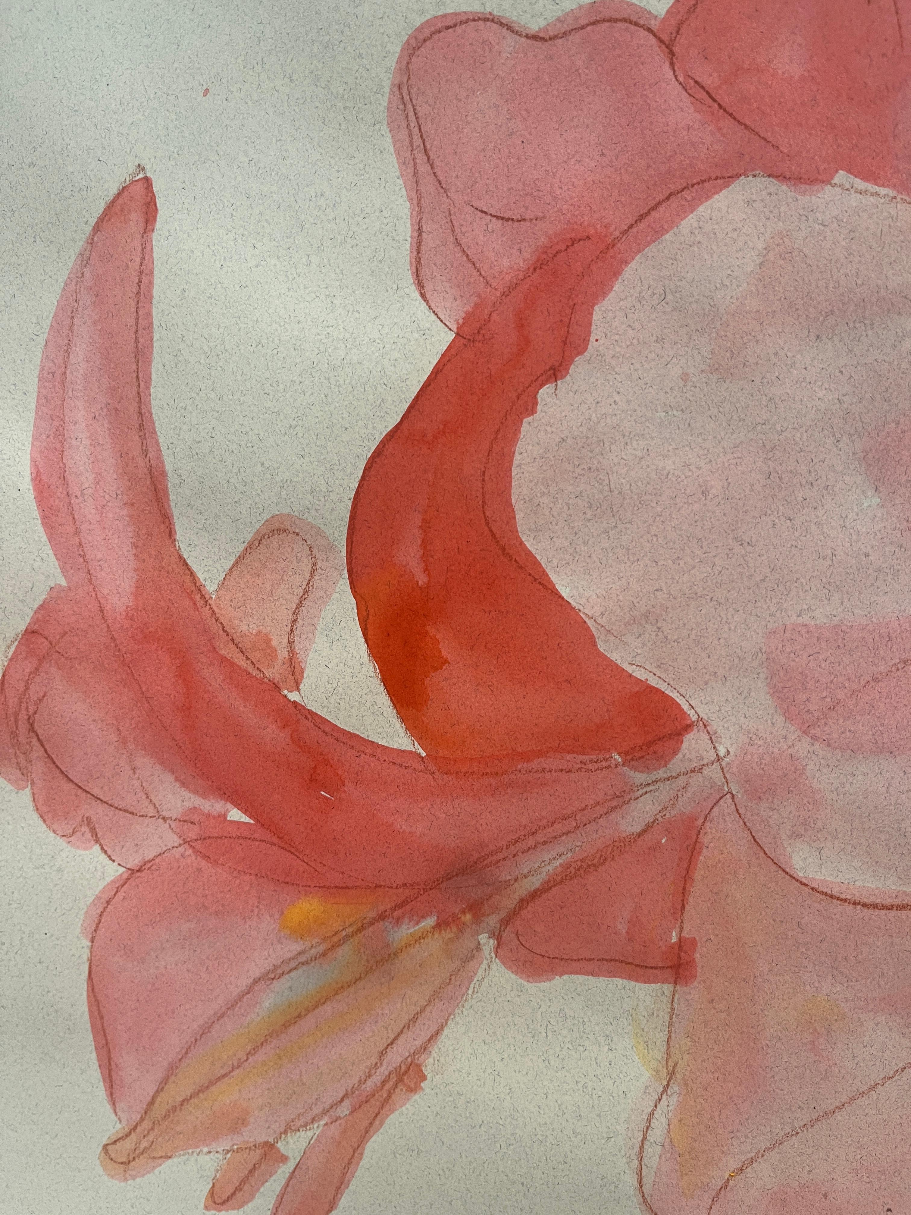 Composition Flora 2: Contemporary Still-life Drawing and Watercolors on Paper - Art by Renelio Marin