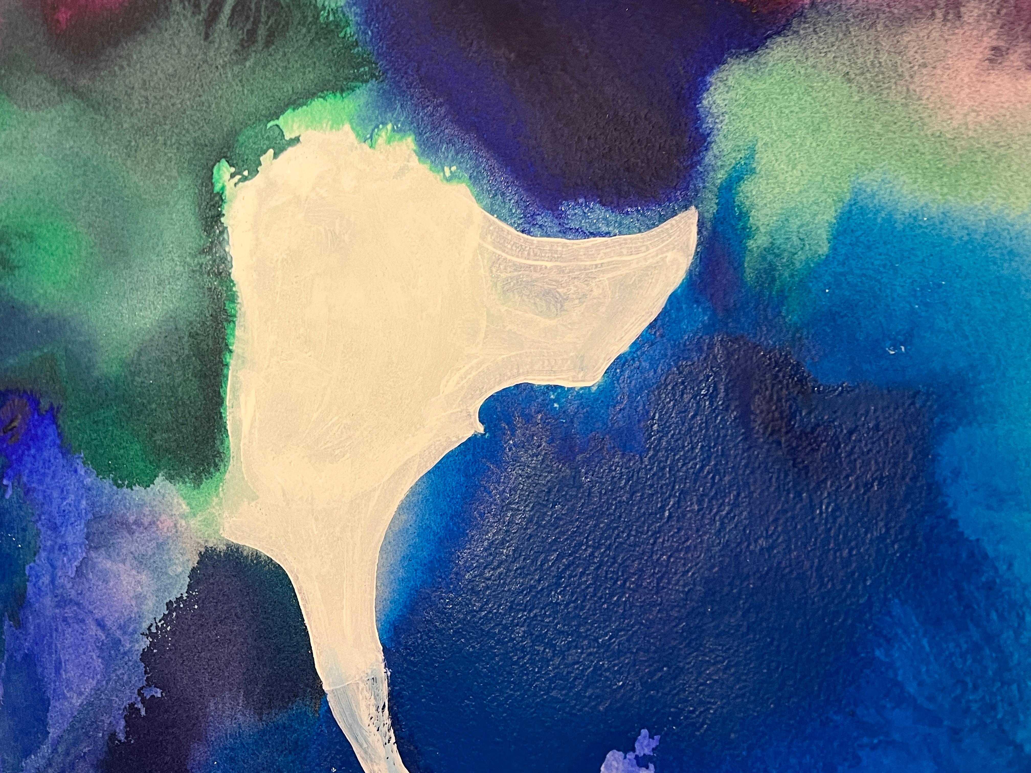 Nancy Pantirer: Underwater Series. Purple, Blue, and Green Organic Watercolor For Sale 2