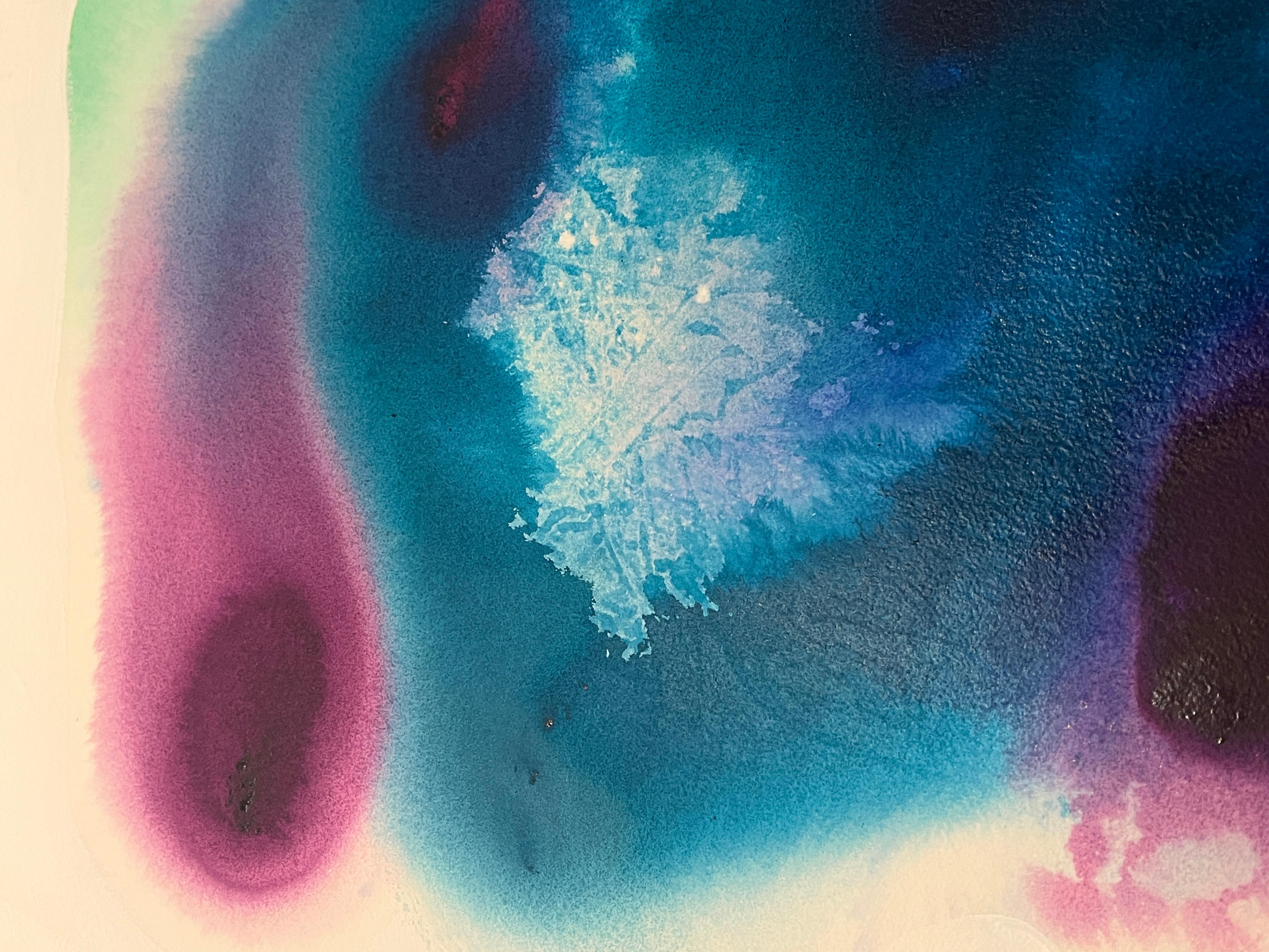 Nancy Pantirer: Underwater Series. Purple, Blue, and Green Organic Watercolor For Sale 1
