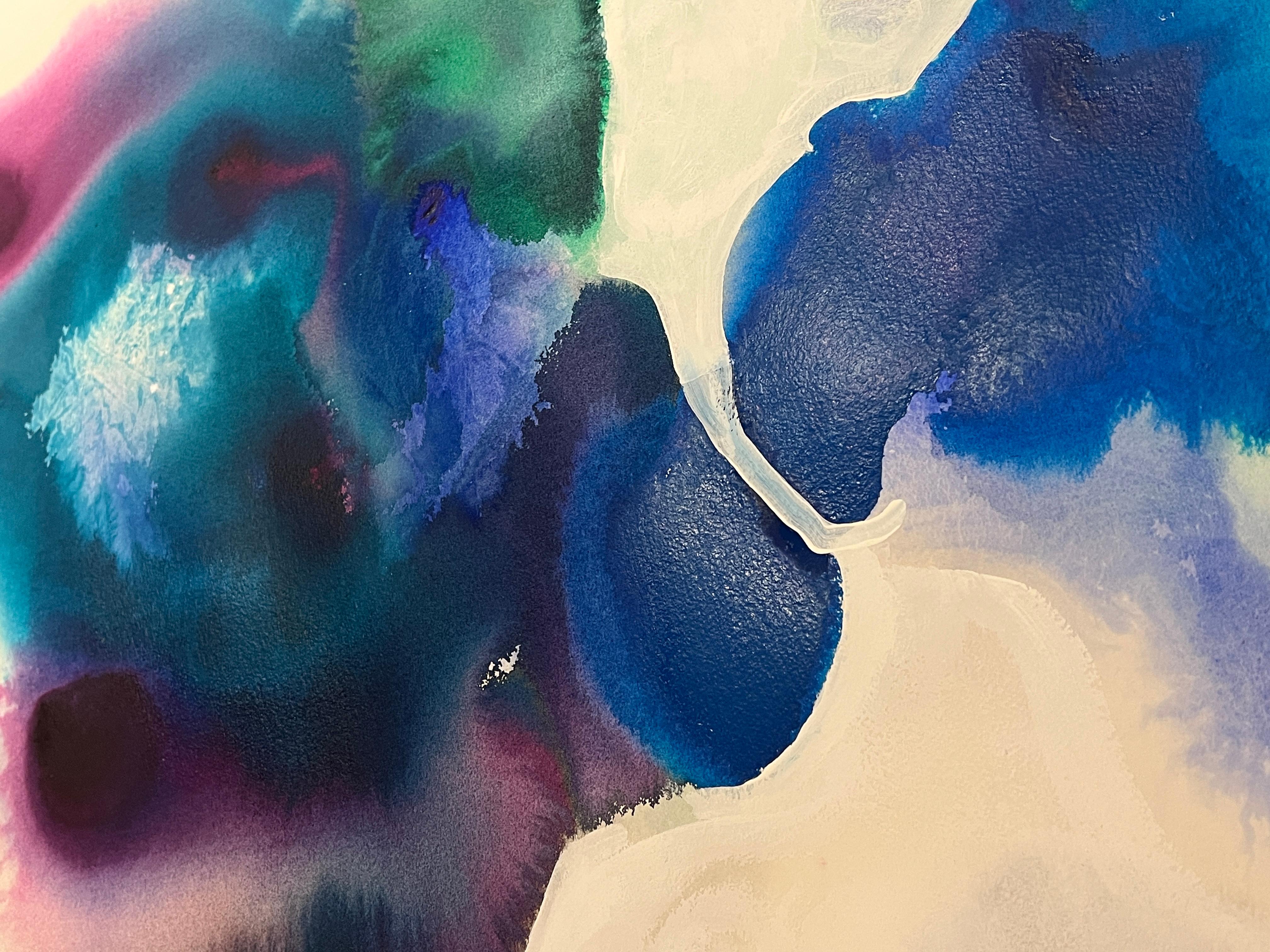Nancy Pantirer: Underwater Series. Purple, Blue, and Green Organic Watercolor For Sale 4