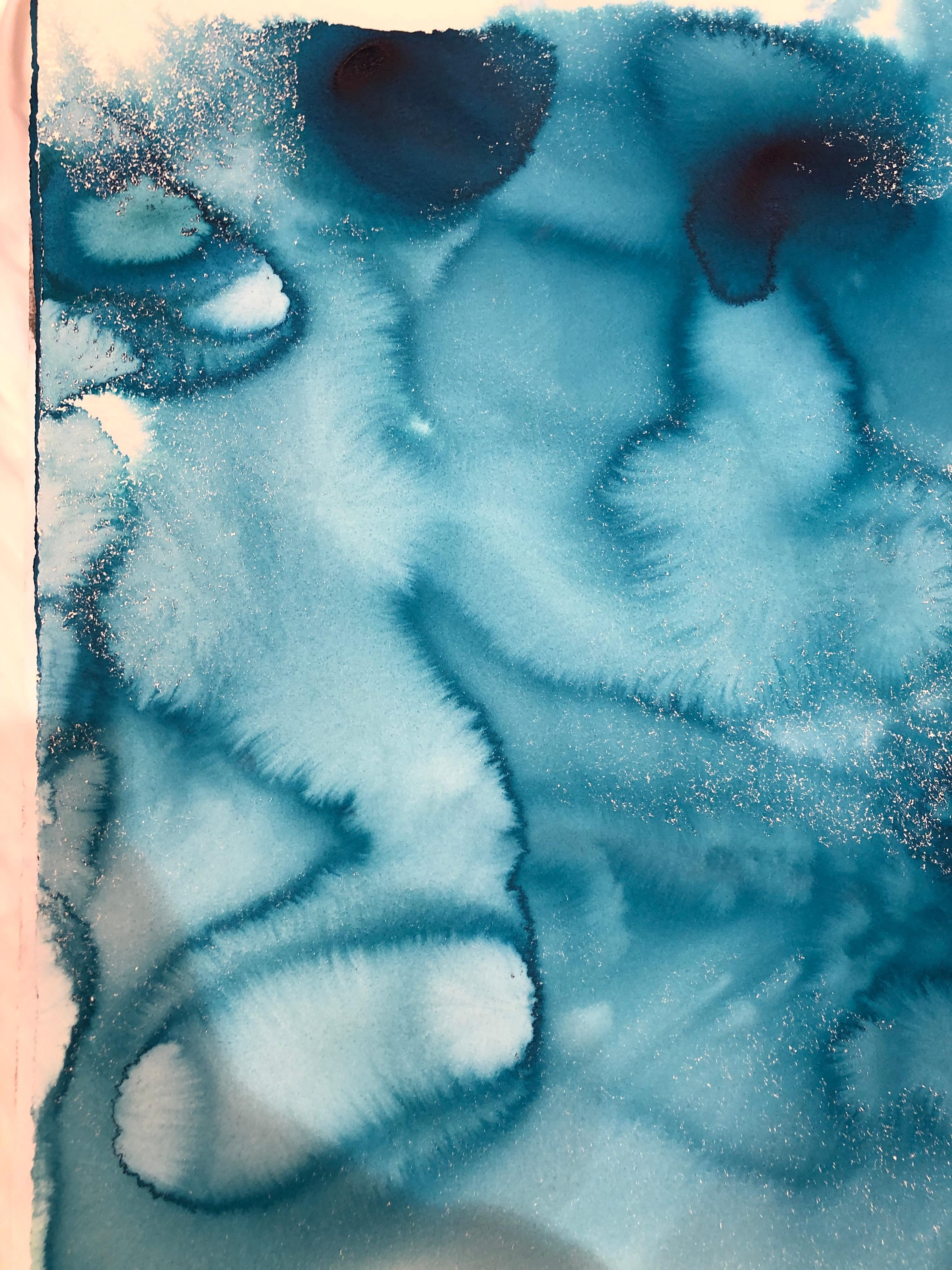 Nancy Pantirer: Underwater Series. Deep Blue Pools of Watercolor Wonder For Sale 2