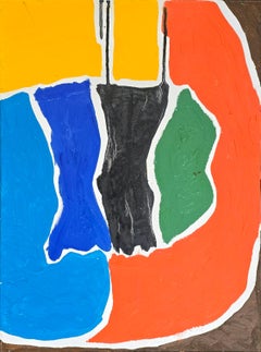 Pittura astratta in stile graffiti con tecnica mista blu e nera su carta