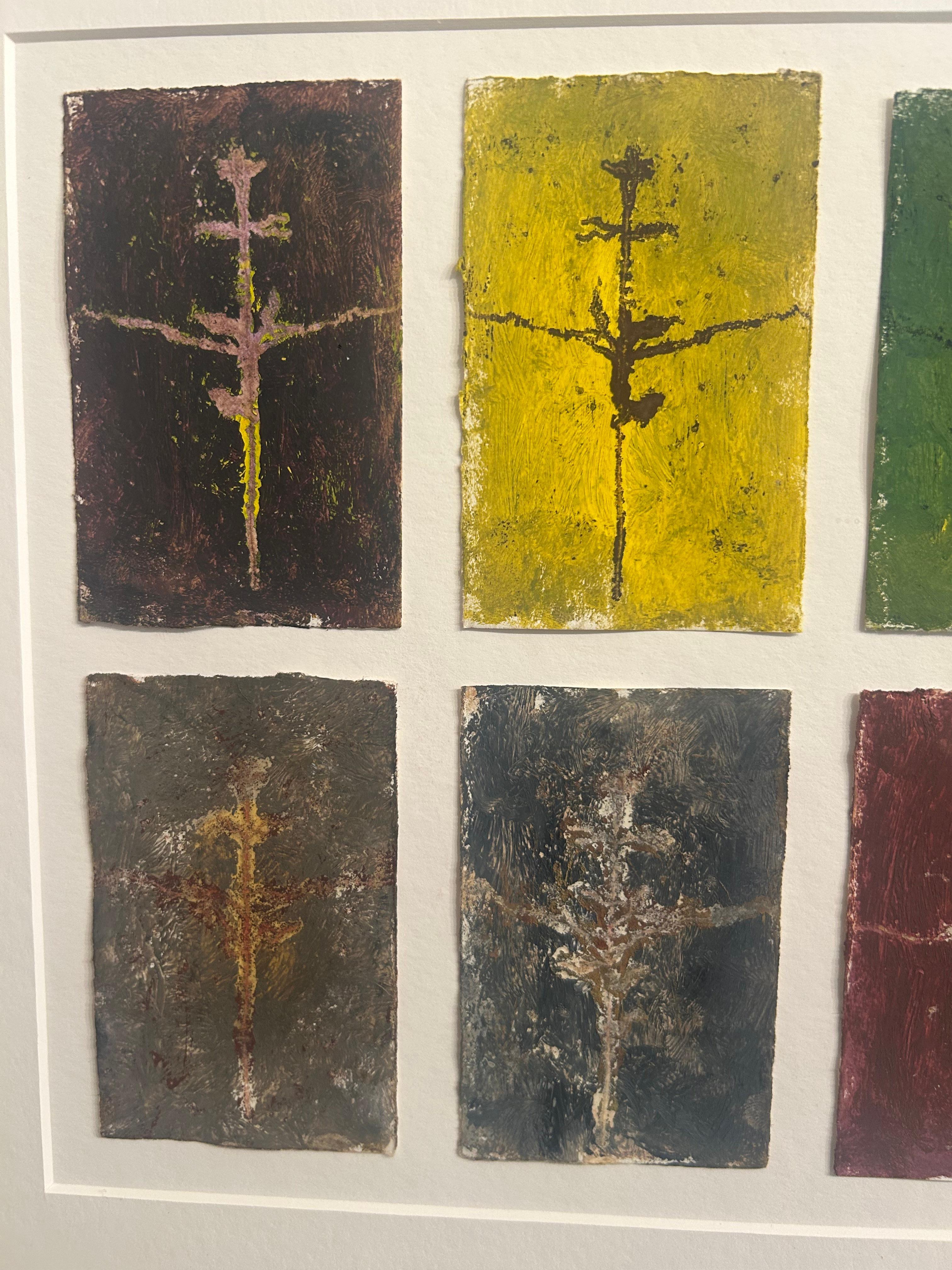 Impressions monogravées multicolores sur papier encadrées en vente 5