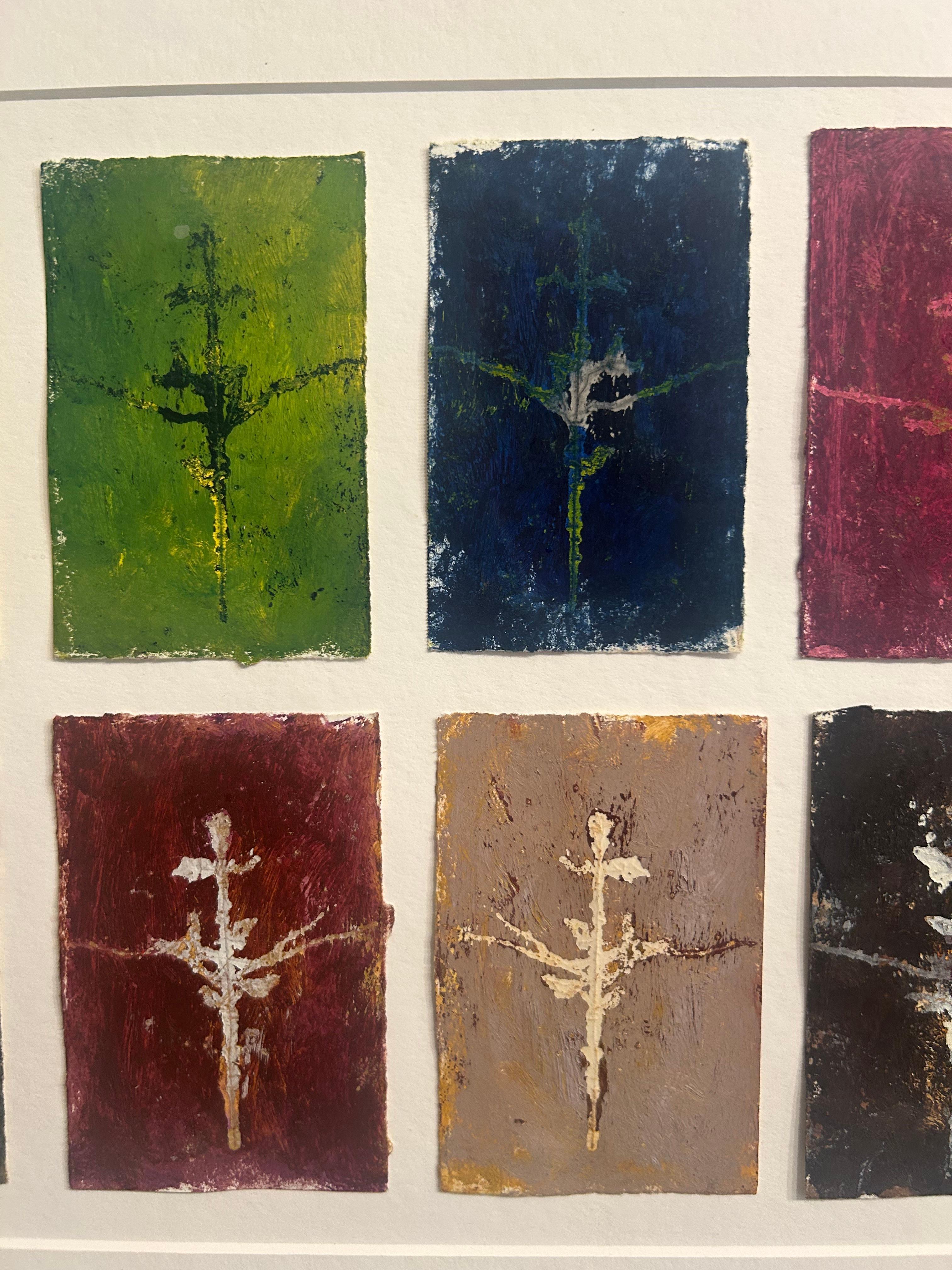 Impressions monogravées multicolores sur papier encadrées en vente 6