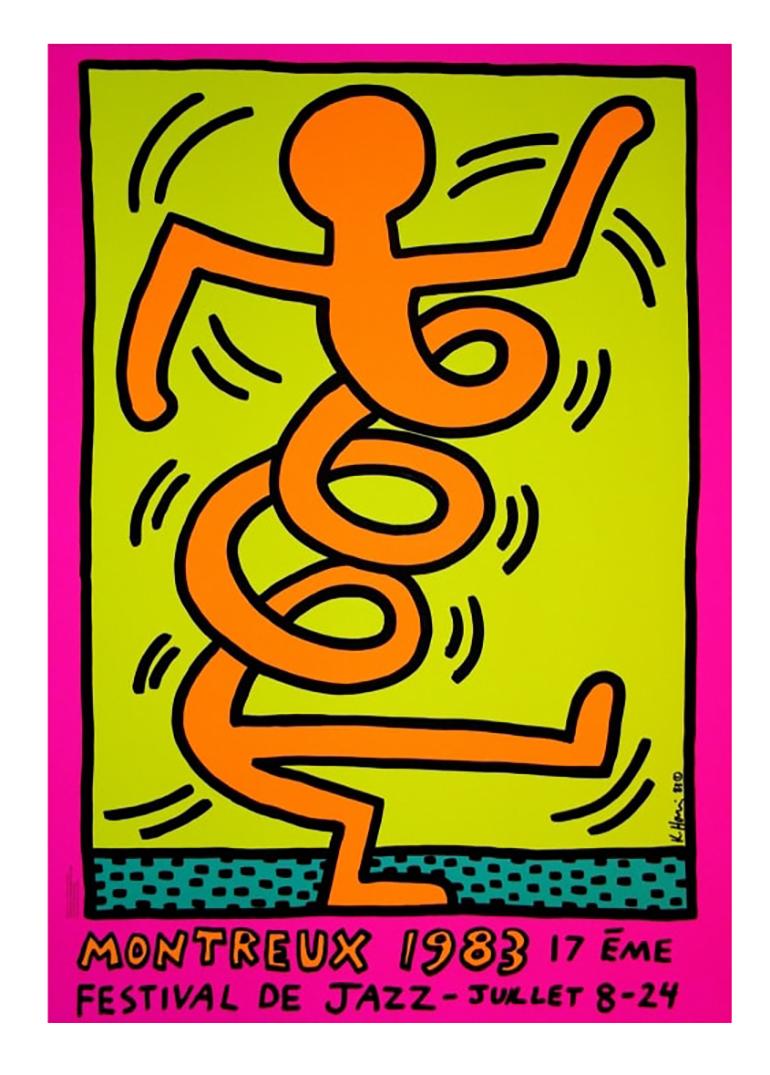 Keith Haring Print - MONTREUX JAZZ FESTIVAL 1983 ORANGE
