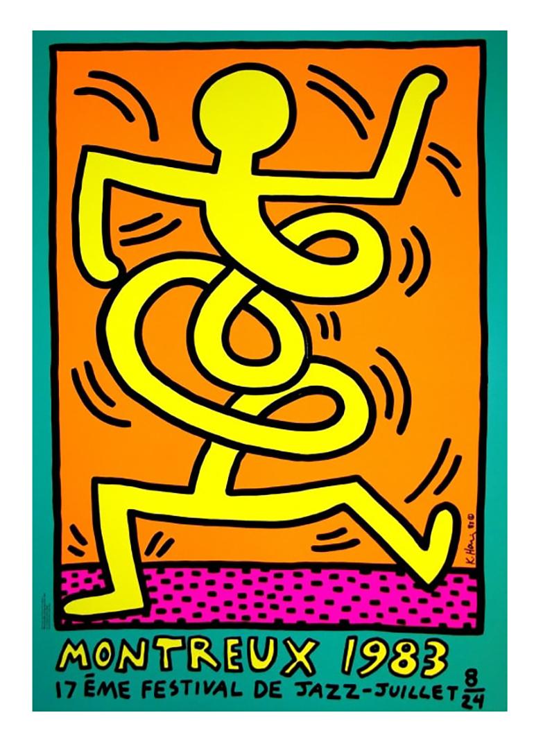 Keith Haring Print - MONTREUX JAZZ FESTIVAL 1983 YELLOW